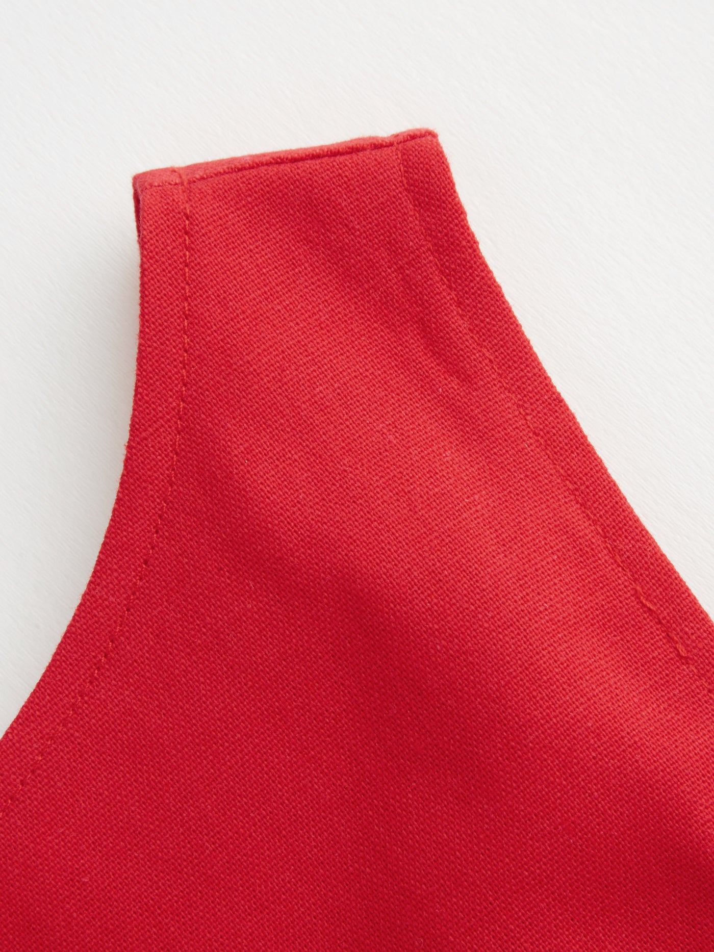 Vestido midi de mezcla de lino con cuello barco, volantes y espalda descubierta - Rojo