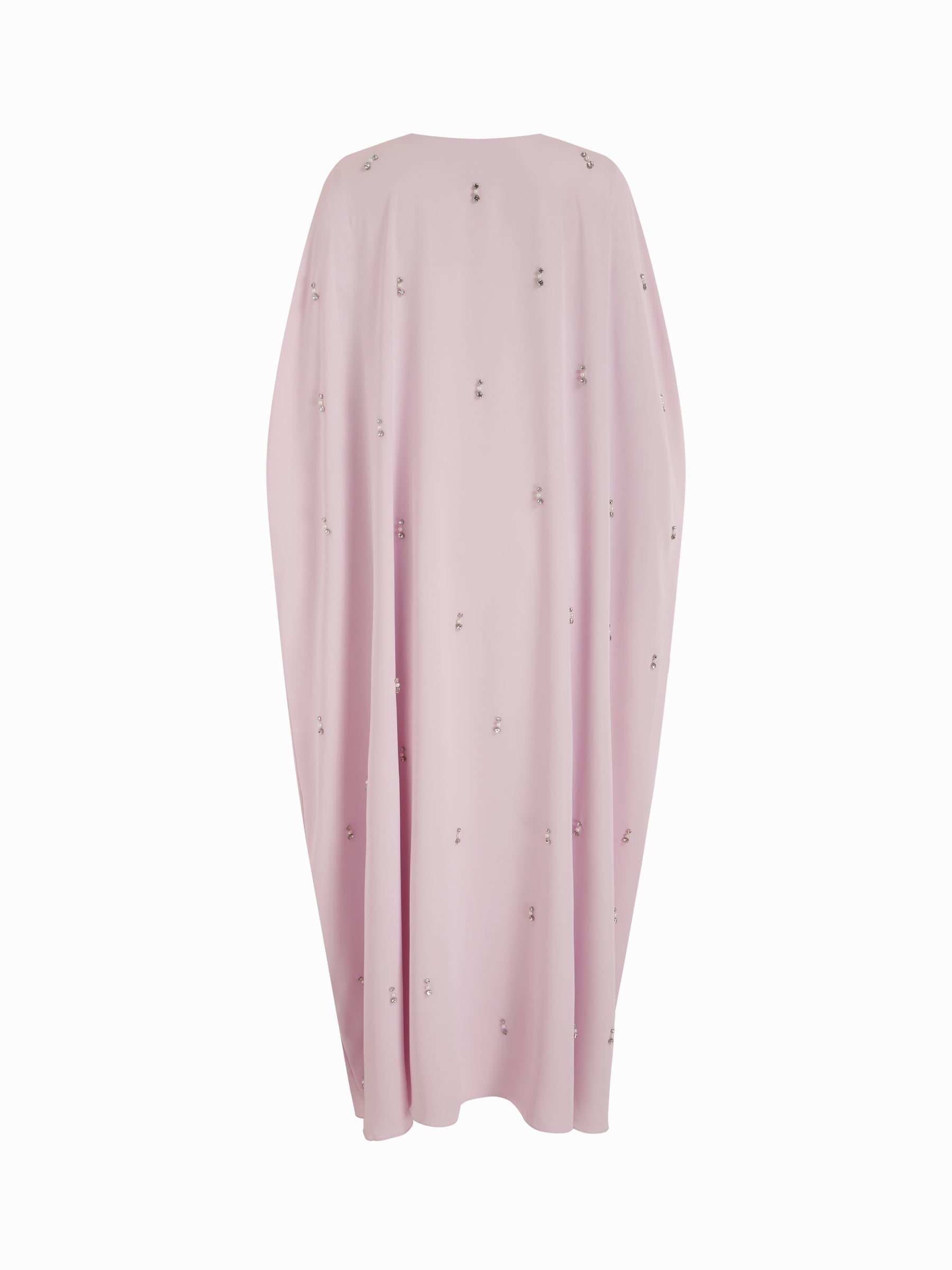 Vestido largo efecto capas con cuello redondo y pedrería