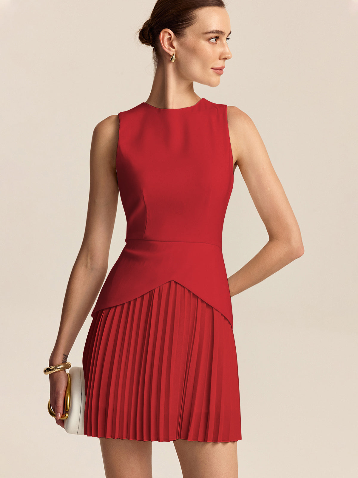 Vestido mini con bajo plisado - imagen 8