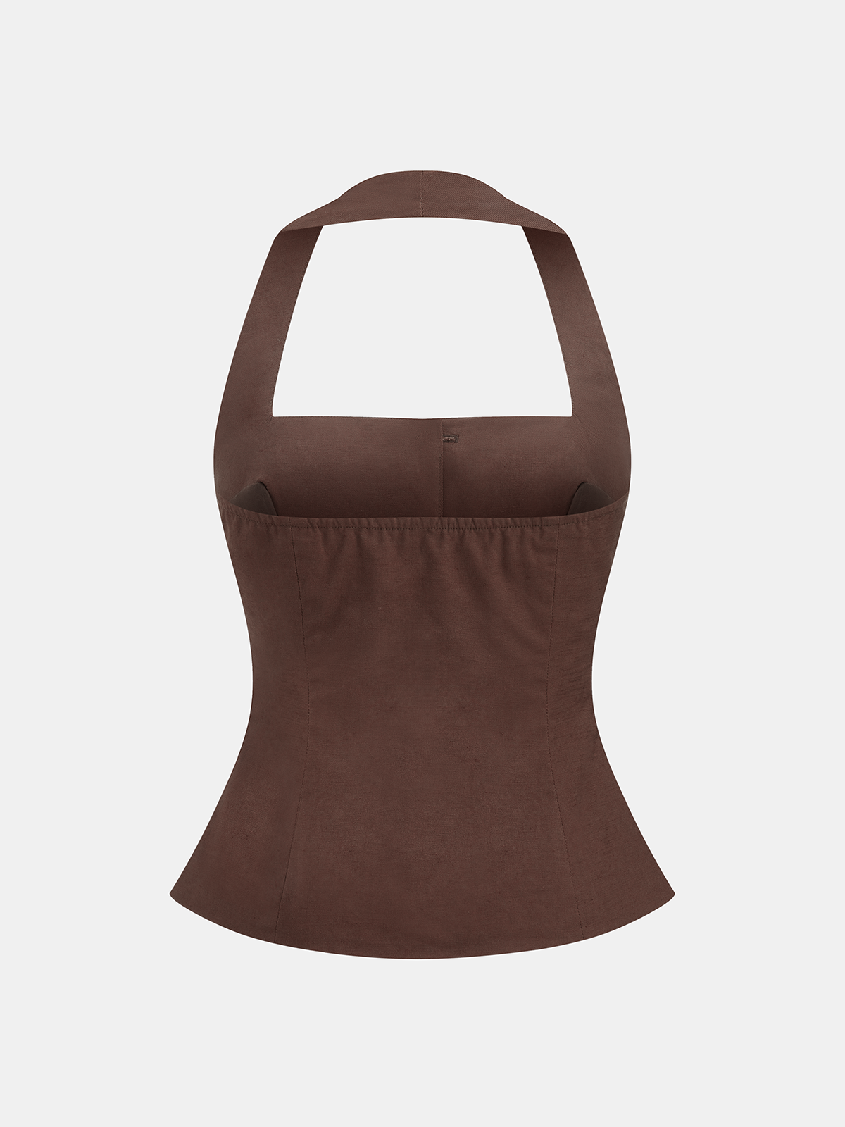Conjunto de top halter abotonado y pantalón de algodón y lino - imagen 3